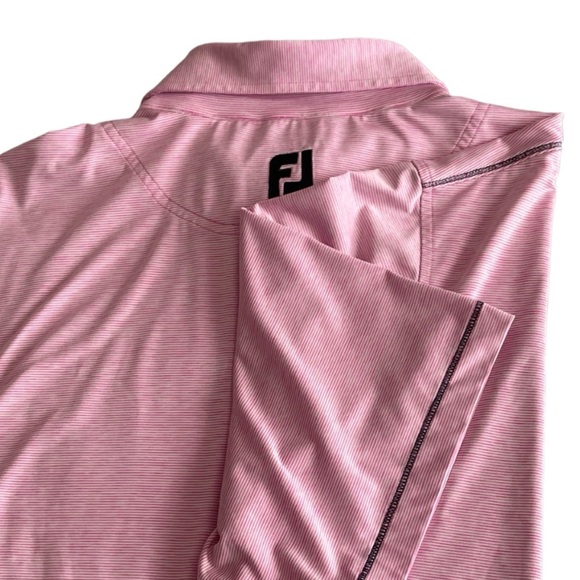 Footjoy FJ Men's XL Lisle Space Dye Microstripe Self Polo Performance Golf Shirt - Picture 5 of 12